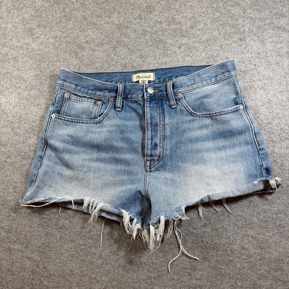 Madewell Denim Shorts Womens 29 Light Blue Cutoff Frayed Hem Button Fly Preppy